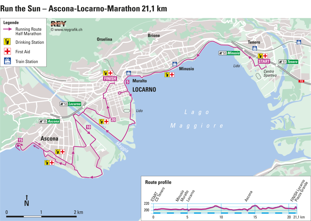 Ascona-Locarno Strecke Halbmarathon Strecke Halbmarathon
